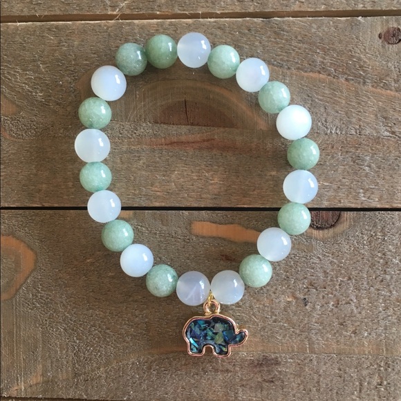 handmade Jewelry - Moonstone and Green Jade Bracelet